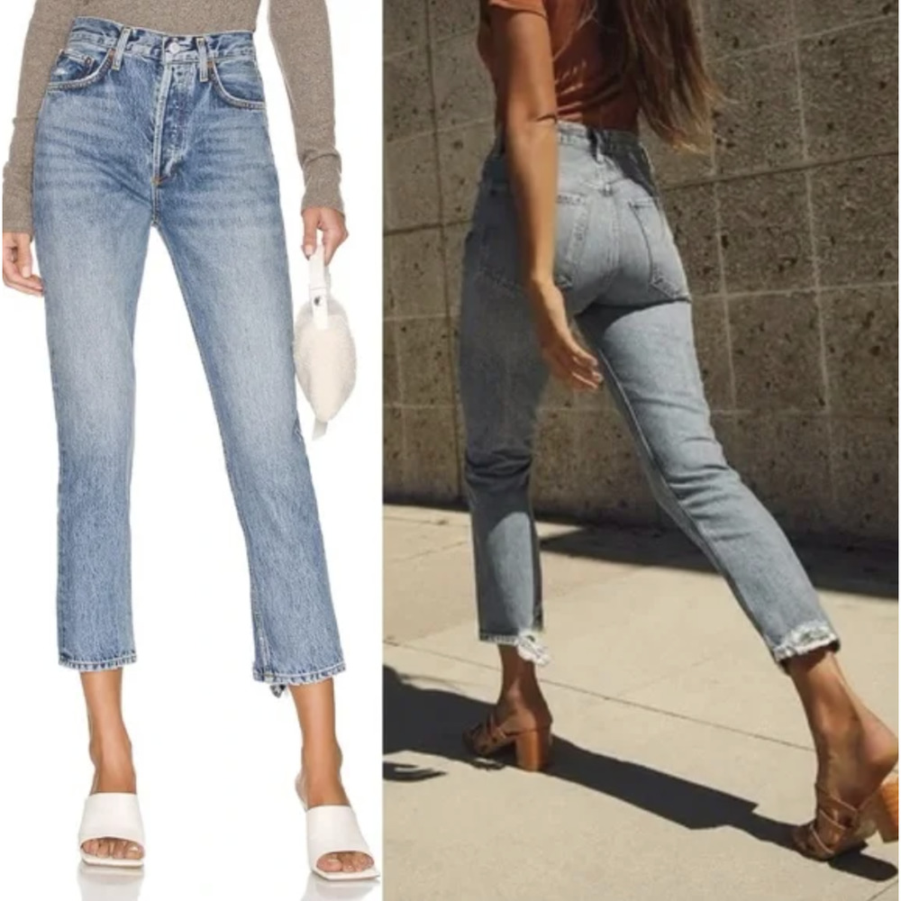 AGOLDE Jeans NEW Medium Wash Riley High Rise Straight Crop Endless Sz 31